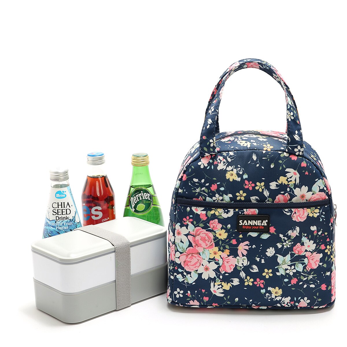 Floral tote fresco-mantendo almoço caso isolamento impermeável saco ao ar livre transportando almoço caixa recipiente