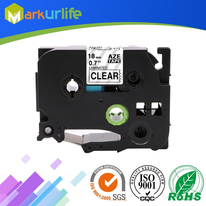 6 pieces black on clear laminated tze tape 18mm compatible for brother  tz141 tz 141 tze 141 tze -141 tze 141 p- touch tze label tape
