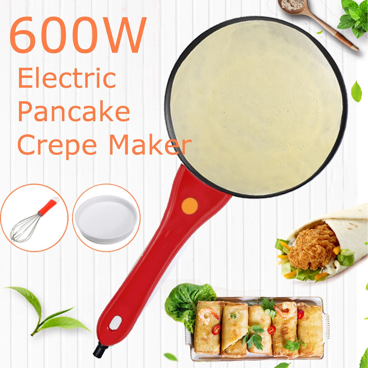 Elektrisk crepemaskin pannkakspanna non-stick stekpanna bakpanna tårtmaskin kök matlagning panna paj stekning 220v
