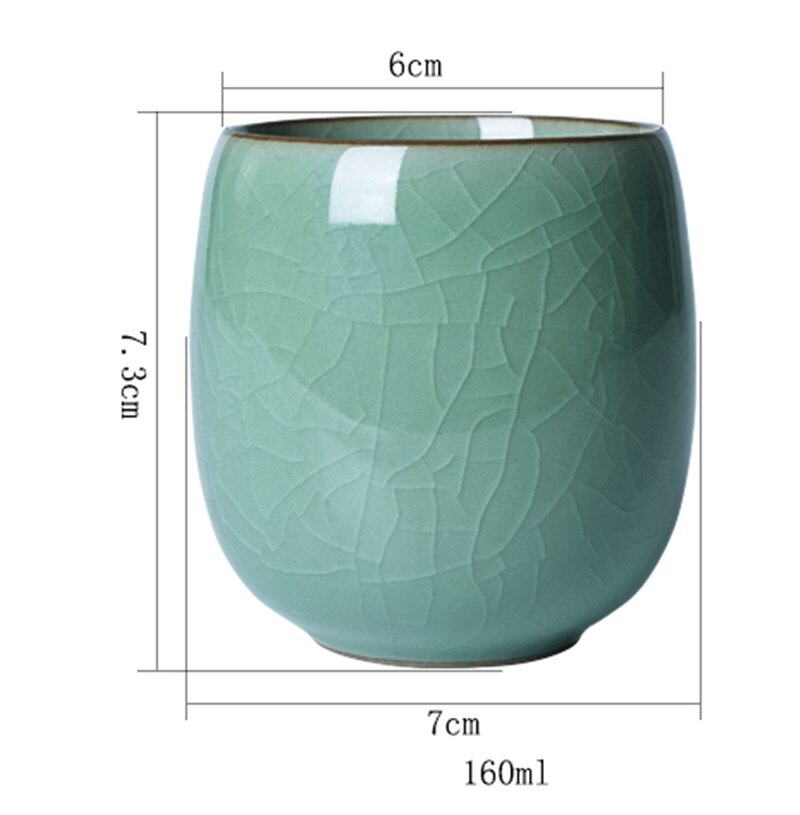 Crackle Glaze Tea Cup Geyao Kiln Marked Cup Longquan Celadon Porcelain Teacup Ceramic Tea Cups For Pu'er Tea