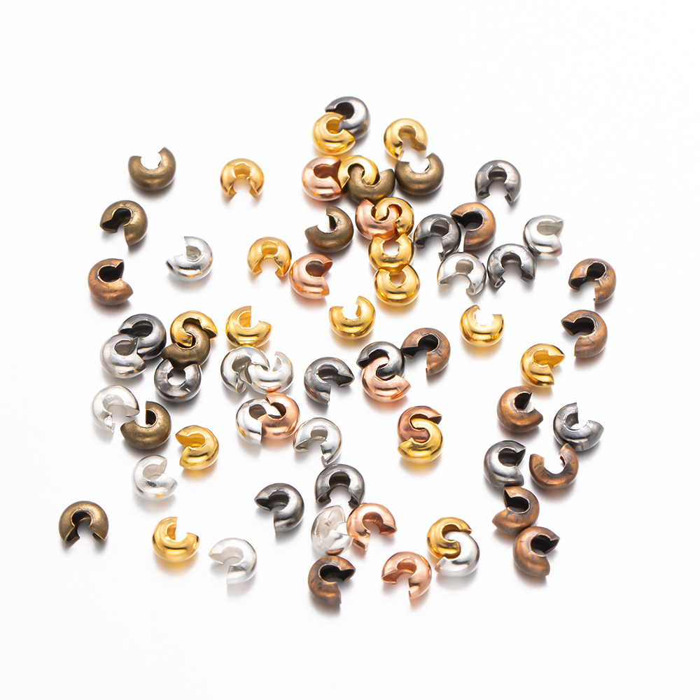 100pcs Half Round Open Crimping Beads Stopper For DIY Bracelet Necklace Jewelry Crafts Making Accessories Material Supplies