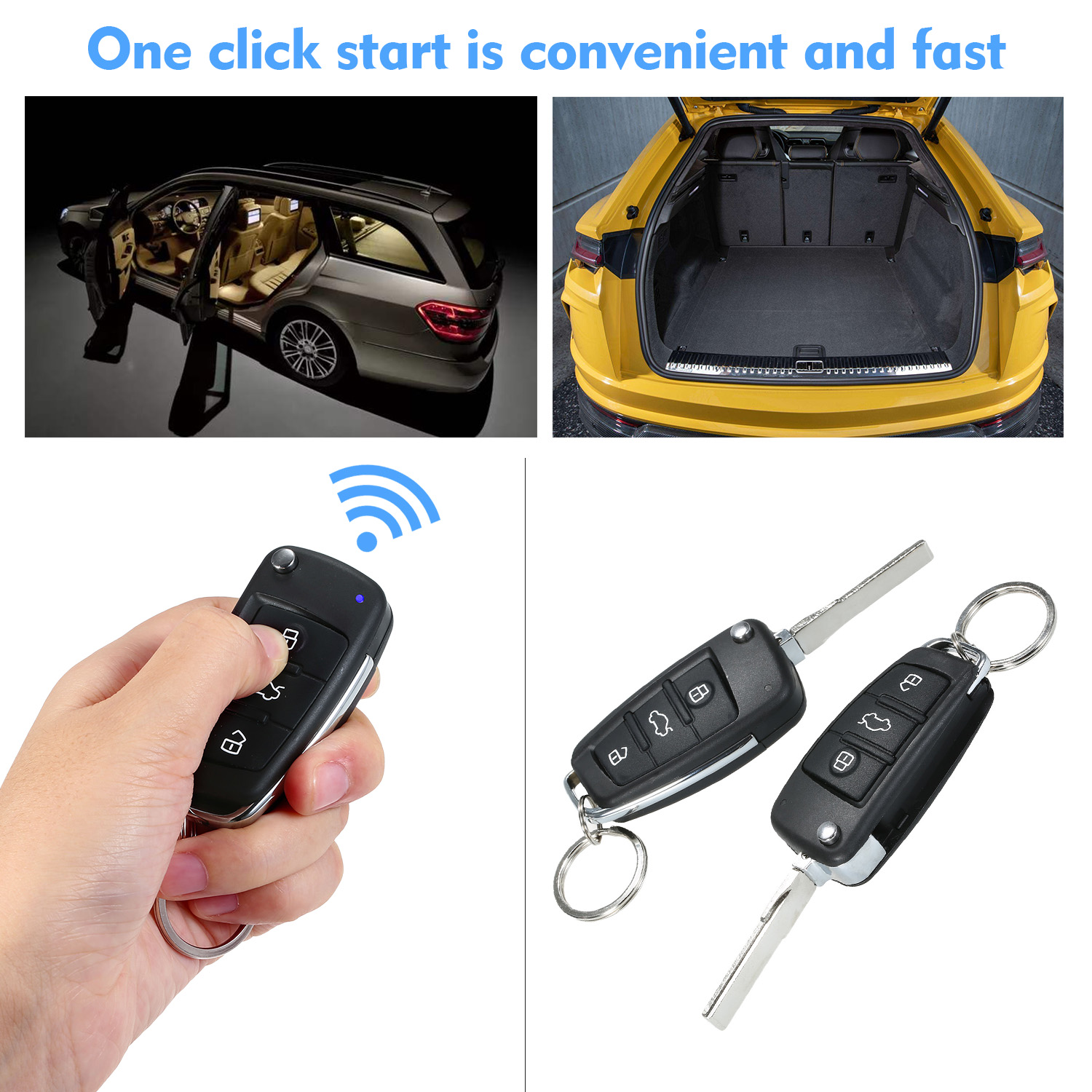 12V Universal Car Remote Central Kit Locking Keyless Entry System with 2 Remote Control Trunk Pop