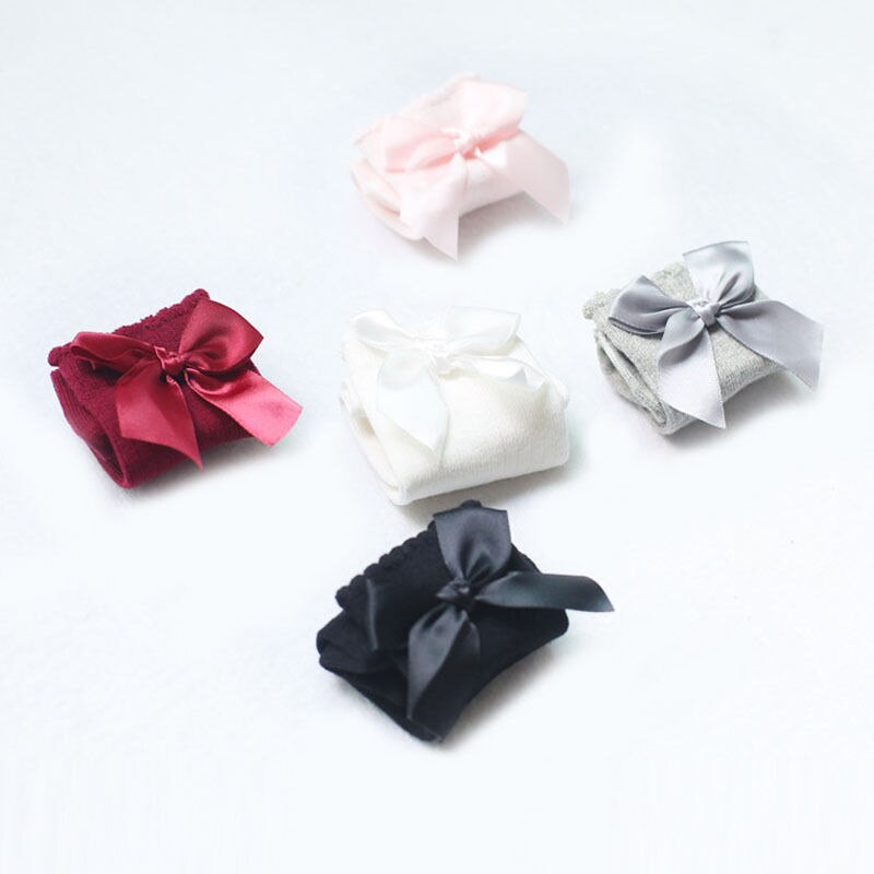 Baby Meisje Knie Hoge Bogen Prinses Sokken Lange Buis Booties Gestreepte Katoenen Sokken