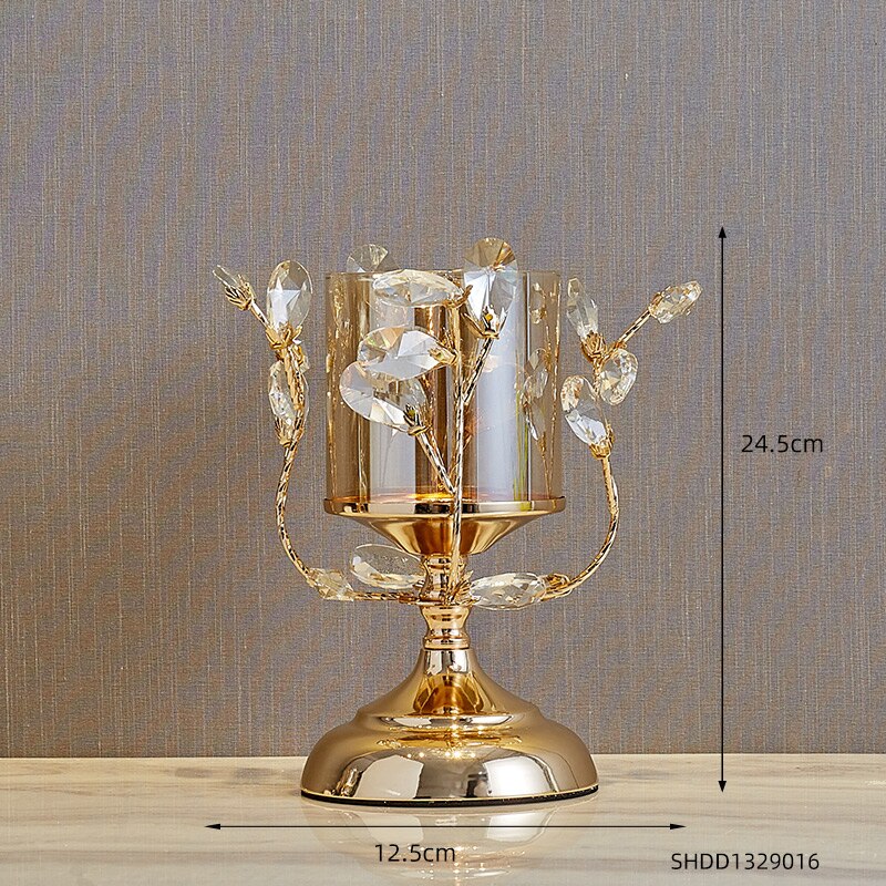 Gouden metalen europese stijl kaarsenhouder ornamenten prachtige en kaarsenhouder moderne huisdecoratie bruiloft decoratie: Hoogte 24.5cm