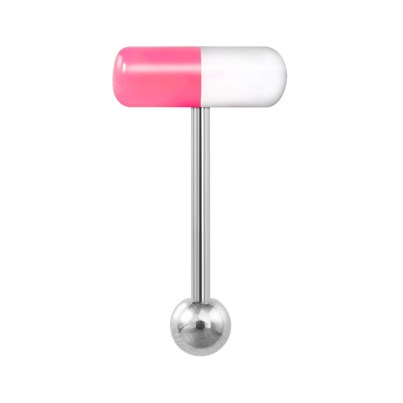 1/3PC Kleurrijke Capsule Tong Ringen Acryl Gemengde Kleur Chirurgisch Staal Tong Piercing Vrouwen Lichaam Sieraden: WHITE / Antique Bronze Plated