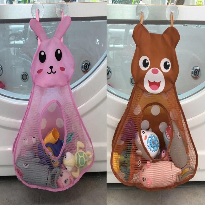 Juguetes de baño bolsa de malla para almacenamiento para Baby Shower playa cesta de almacenamiento con ventosa impermeable dibujos animados formas de animales