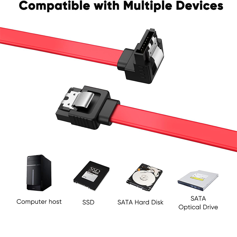 Cavo SATA III Cavo dati Sata III angolato da 6 Gbps Sata 3.0 con chiusura di bloccaggio per SSD SATA da 2,5", unità HDD da 3,5 pollici