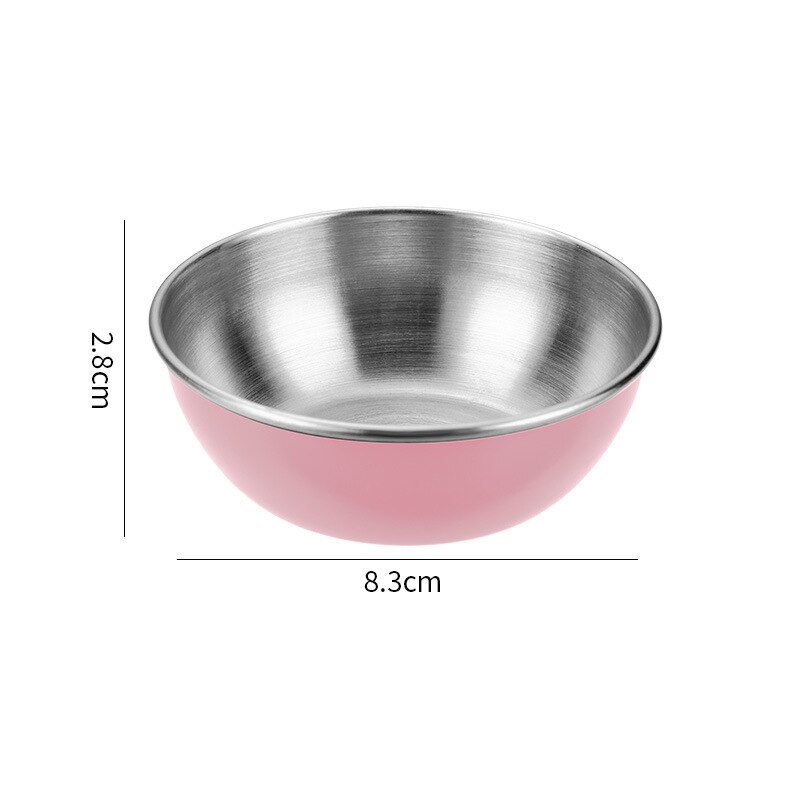 6Pcs 3.3in Stainless Steel Small Serving Bowls Sauce Dishes Round Sushi Dipping Bowl Seasoning Dish Appetizer Plates Metal Ramek: Silver pink