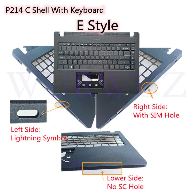 Suitable Laptop Keyboard Shell BOTTO Case ABCD Cover For ACER TravelMate P214 N19Q Black: MULTI
