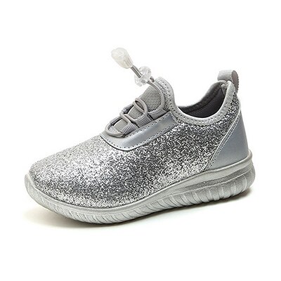 Mhyons kindersportschoenen jongens meisjes kinderen goede casual schoenen sneakers glanzend goud kleur comfortabele kinderschoenen instappers: Zilver / 13.5