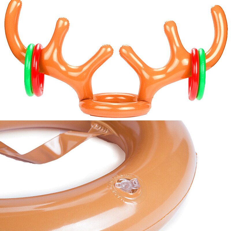 Interessante Opblaasbare Santa Grappig Reindeer Antler Hoed Ring Toss Kerstvakantie Party Game Supply Speelgoed Opblaasbare Gewei Tool