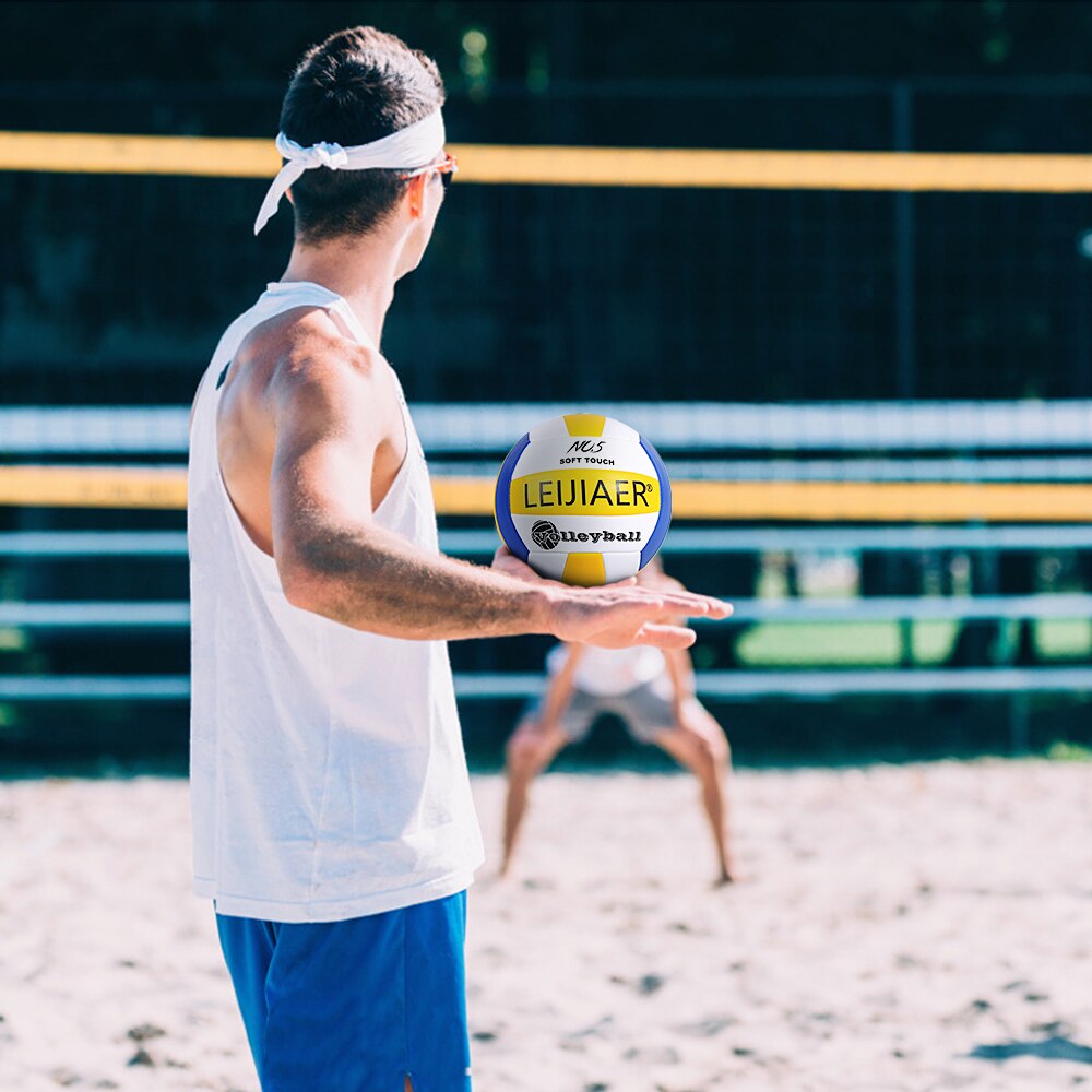 Standard explosionssäker volleybollsträningstävling volleyboll uppblåsbar mjuk volleyboll inomhus strandvolleyboll blå