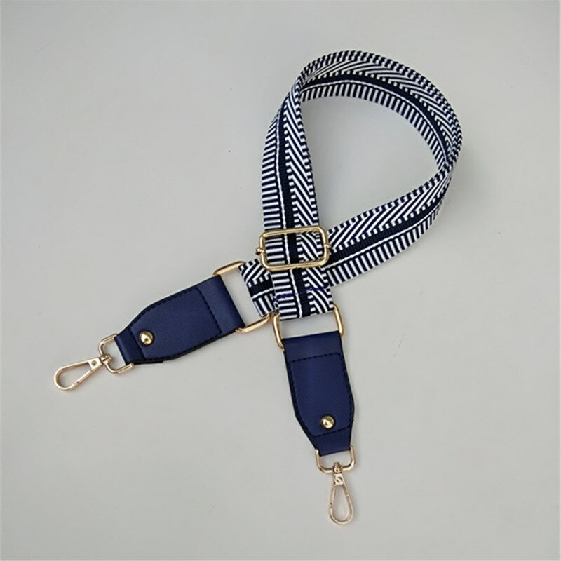 Nylon Tasriemen - 3.8x120cm - Gestreift - Verstellbarer Crossbody Ersatzgurt - Damen Taschen Zubehör: blue1