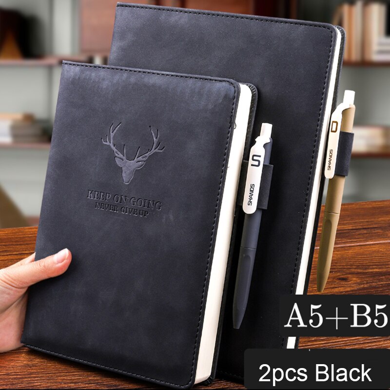 360 Pages Thick A5 B5 Journal Notebook Daily Business Office Work Notebook Simple Thick College Office Diary School Supplies: A5 B5 Black