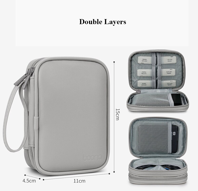 Dual PU Leather External Hard Disk Organizer Bag Single Layer 2.5 inches Hard Drive Protective Case Portable Power Bank Bag