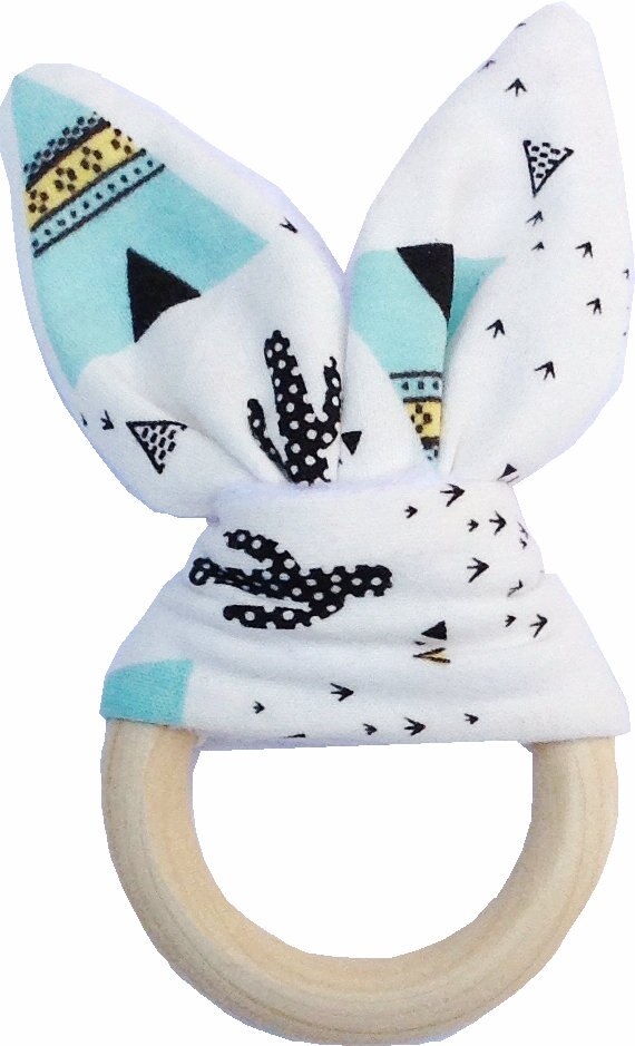 70mm Houten Natuurlijke Bunny Zintuiglijke Baby Tandjes Ringen Met Stof Baby Bijtring Speelgoed Voor Oral Care Dental Care Voor pasgeboren Baby: J