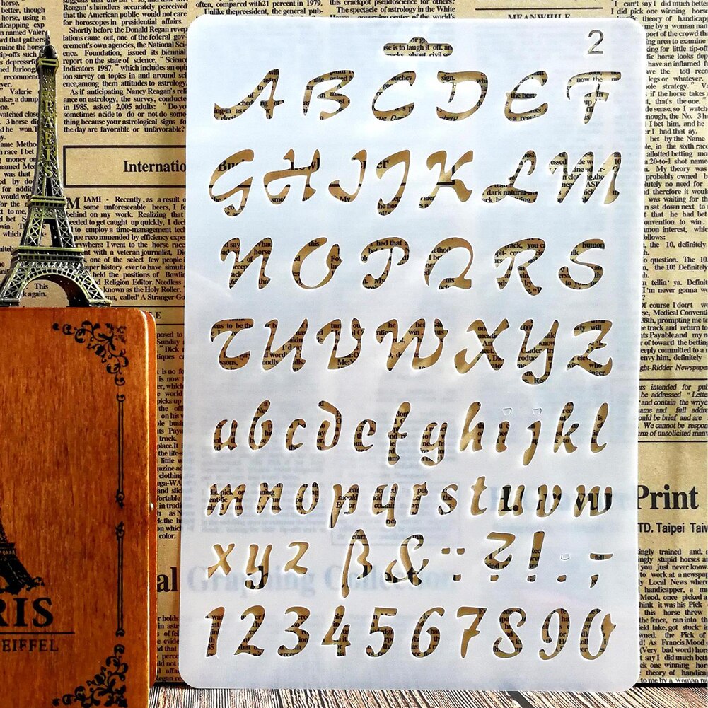 English Alphabet Number DIY Scrapbook Drawing Template Measuring Ruler Stencil