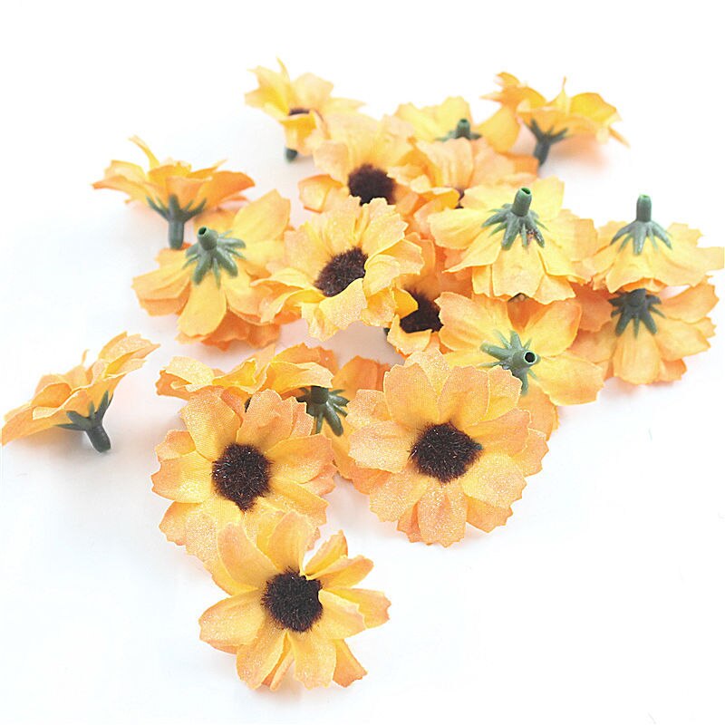 50 kpl/erä 4cm tekokukka päivänkakkarapäätä minisilkkikukkia teeseppeleeseen scrapbooking hääpuutarhan koristelu: 8 / 50 kpl
