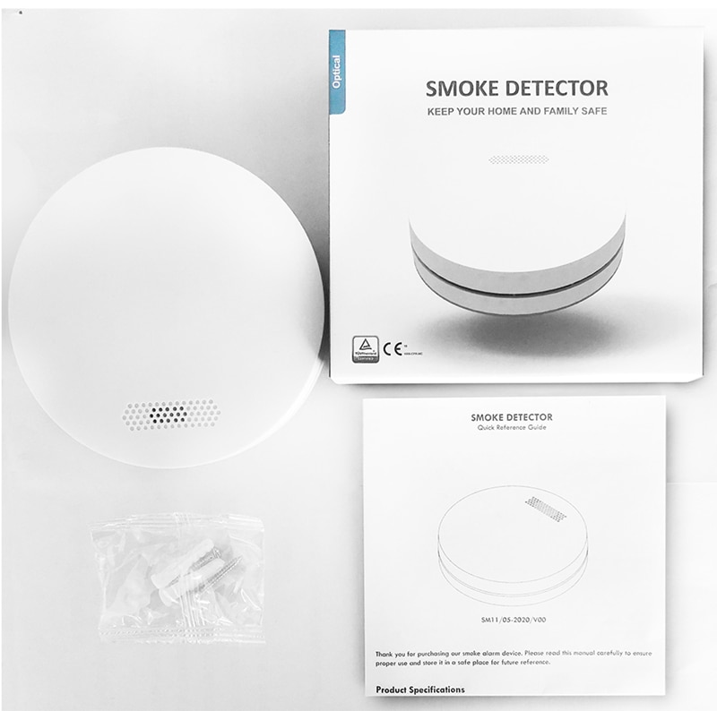 Itra -Thin Independent Smoke Detector Sensor Fire Alarm Mini Somke Alarm Security for Home Alarm Easy Install: Battery Not Included