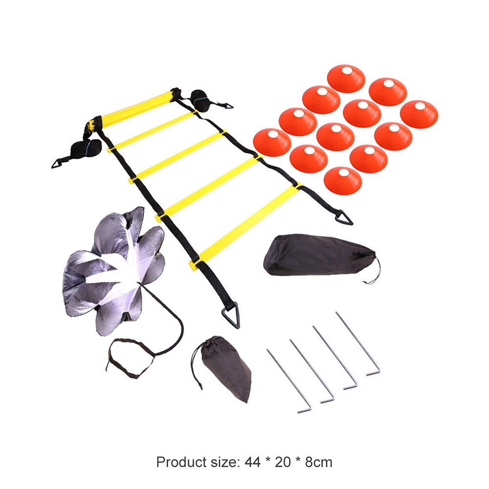 Nylon Straps Ladders Agility Speed Ladder Training Equipment Kit with Resistance Parachute Disc Cones Bags for Fitness Soccer: C