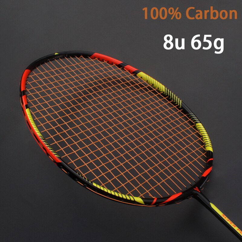 8U 65g Carbon Fiber Offensive Badminton Rackets Strungs Bags 22-30LBS Ultralight Racquet Sports Adult: Orange