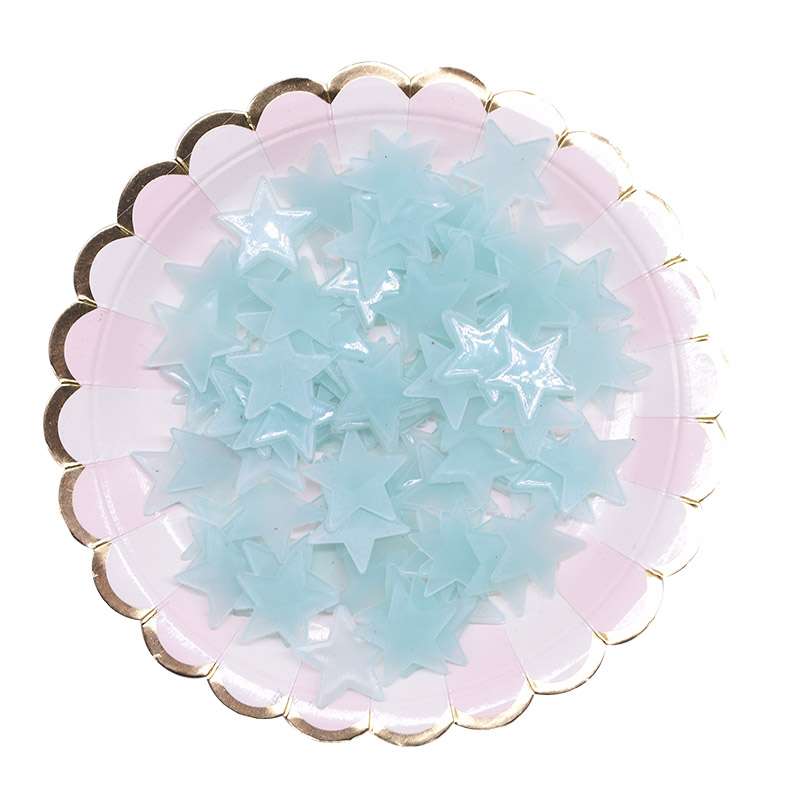 100 pcs/lot 3cm lumineux étoiles Stickers muraux lueur dans le noir étoile autocollant Fluorescent décalcomanies pour bébé chambre maison 3D mur décor: Blue