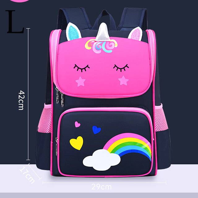 Karikatur-kinderrucksäcke, Kindergarten-schultasche für mädchen und jungen, wasserdichter, orthopädischer schulrucksack, 2022 stück: Dunkelblau-l