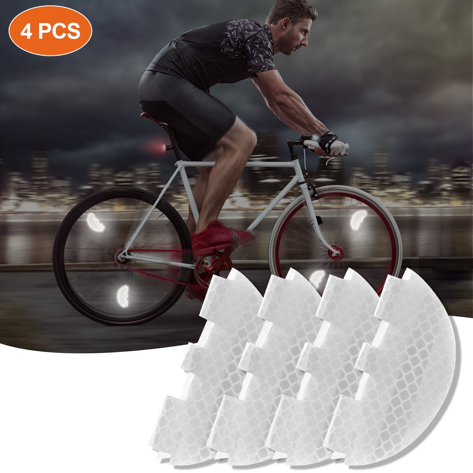 3PCS Bicycle Reflective Tube Mountain Bike Riding Wheel Rim Spoke Mount Clip Tube Warning Light Strip Reflector Reflective#50: Default Title