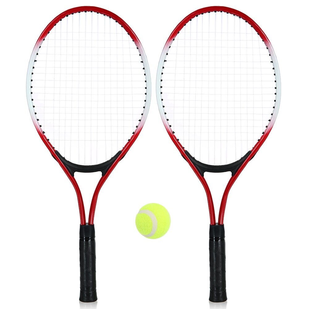 2 pièces enfants raquette de Tennis raquette d'entraînement avec 1 balle de Tennis et sac de couverture pour enfants jeunes enfants raquettes de Tennis: Rouge