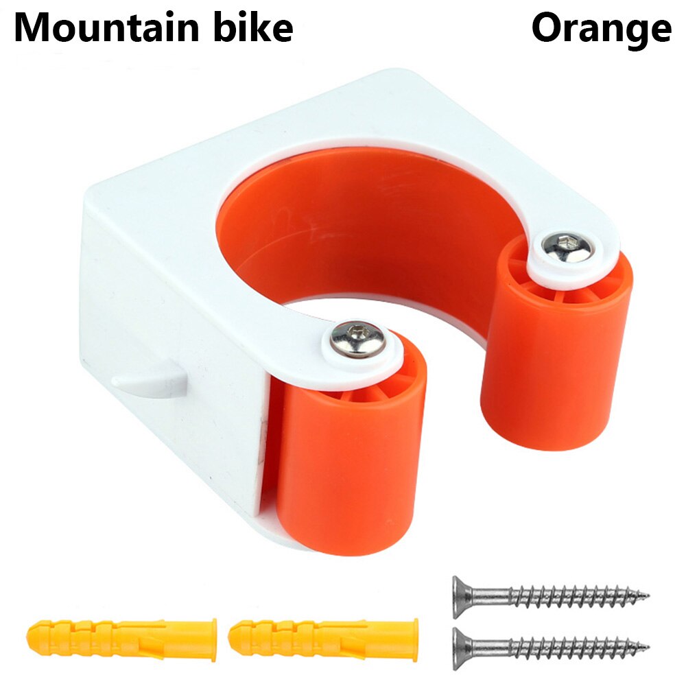 Cykel parkeringsstativ bærbar vej vægmonteret krogbeslag mtb cykel spænde stativholder indendørs lodret dæk support tilbehør: Mountainbike-orange