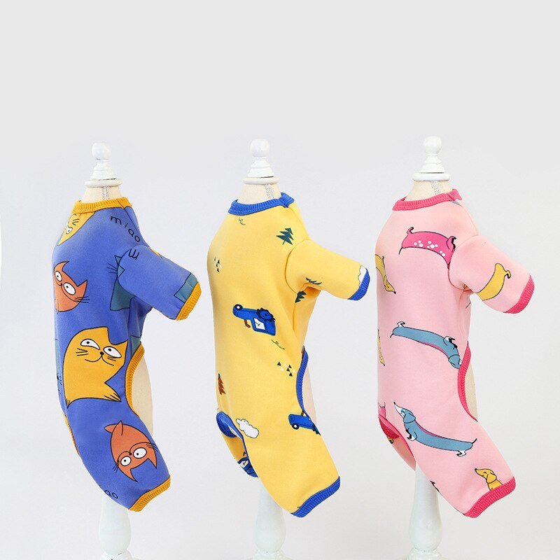 Pyjama d'hiver en coton pour animaux de compagnie, combinaison pour petit chien, chat, imprimé mignon, chiot, Chihuahua, vêtements yorkshire, survêtement, Costume 20A