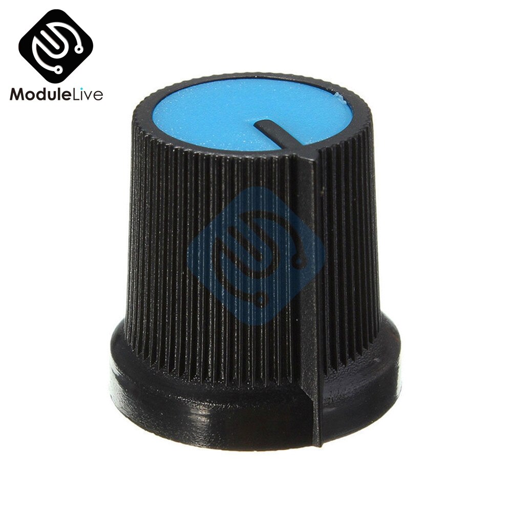 20 stk. 6mm sortblå ansigtsknap plast til roterende konisk potentiometer hulvolumenkontrolhætter til  wh148