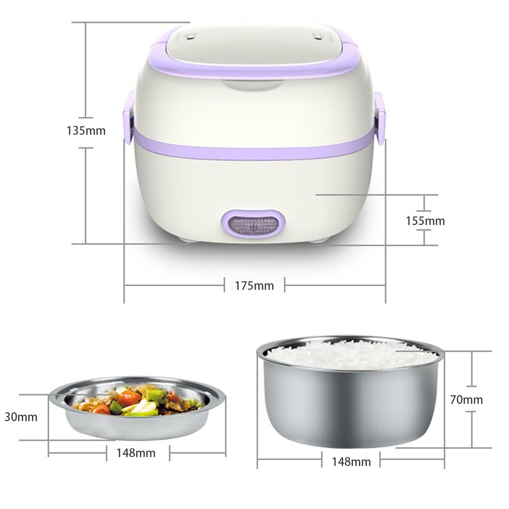 Multifunctionele elektrische verwarmde lunchbox mini rijstkoker draagbare voedselstomer warmtebehoud elektronische lunchkeukenbox
