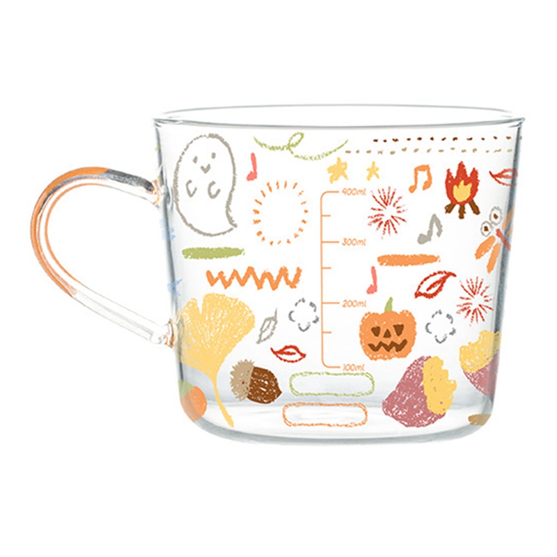 ! 500ML Cartoons Scale Glass Mug,Breakfast Mlik/Coffee Cup,Household Water Mug,Heat Resistance Teacup: Camel