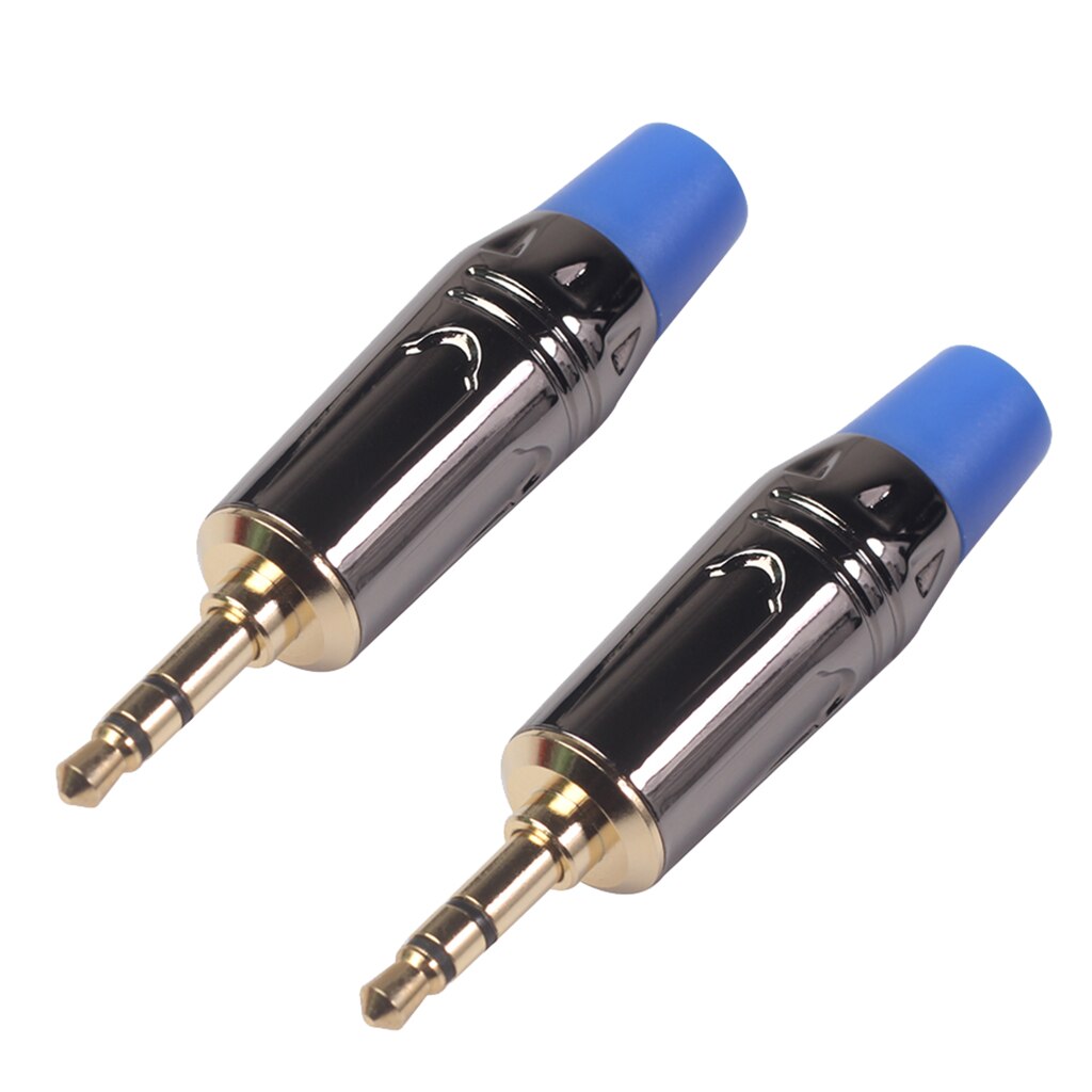 2Pcs 3 Pole 3.5mm Male Headphone Replace Jack Metal Headset Connector
