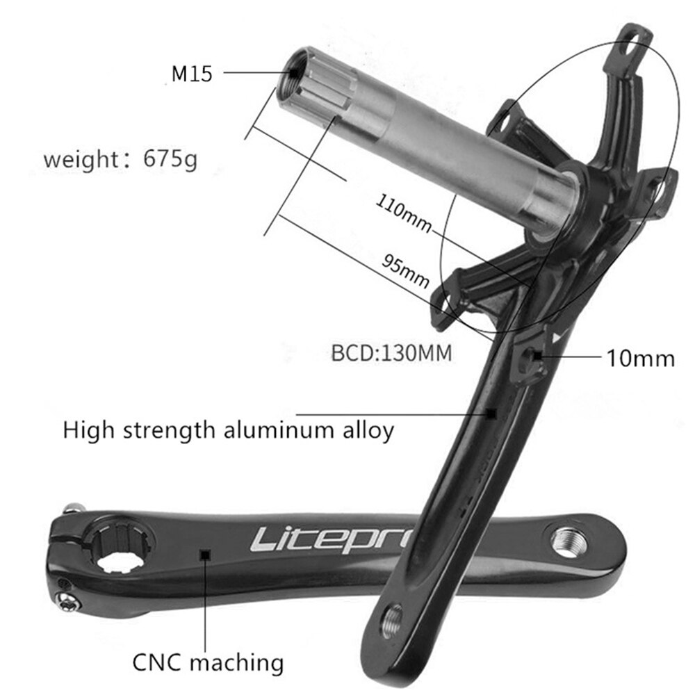 Juego de bielas para bicicleta de carretera, piezas de soporte inferior BB, hueco, brazo de manivela Integral plegable, 130BCD, 130 BCD, 170 de longitud