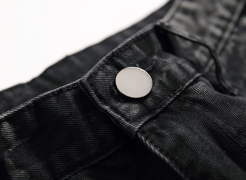 Pantalones vaqueros negros informales para hombre, Jeans ajustados con agujeros rectos para motorista, de , talla grande 42, otoño