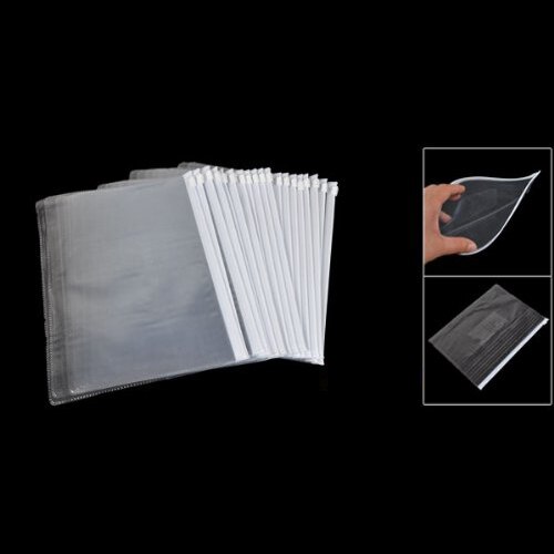 Scll valkoinen kirkas koko  a5 paperi liukusäädintä vetoketjulla kansiot tiedostot pussit 20 kpl