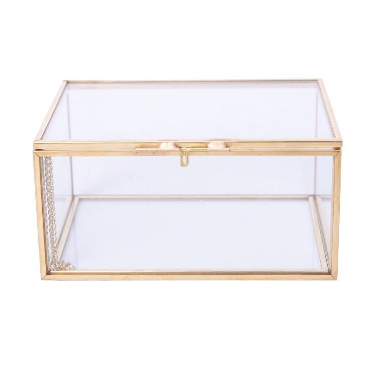 Joyero nórdico de cristal, caja de almacenamiento de estilo Retro, tocador, caja de pañuelos, colección de acabado, cubierta de exhibición para tienda de uñas
