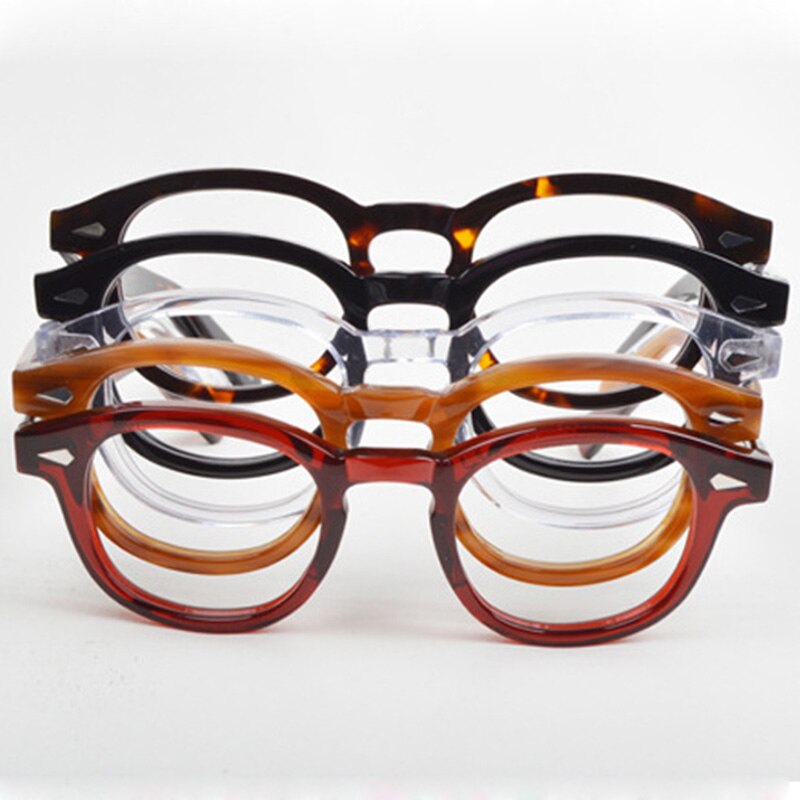 Johnny Depp-monture en acétate pour hommes et femmes, ronde faite à la main, lunettes de styliste pour ordinateur, monture de lunette optique pour Demi myopie