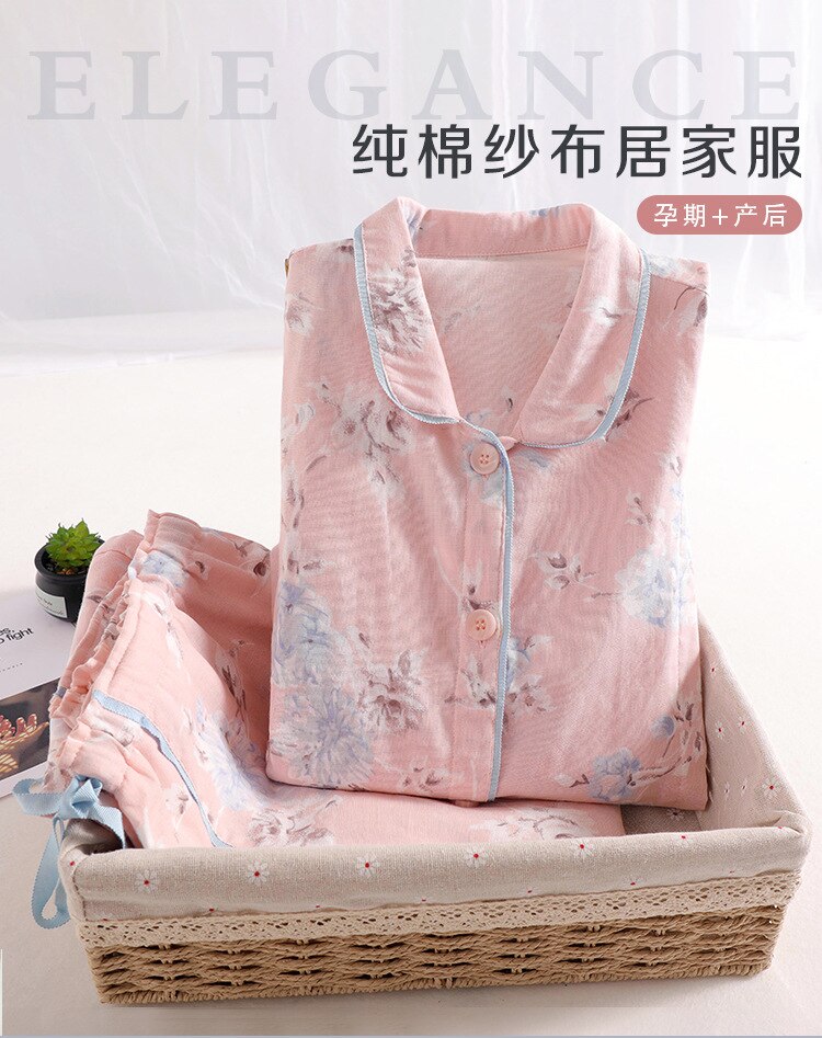 New Chinese Style Spring And Autumn Double Pure Cotton Gauze Pajamas For Women main image 1