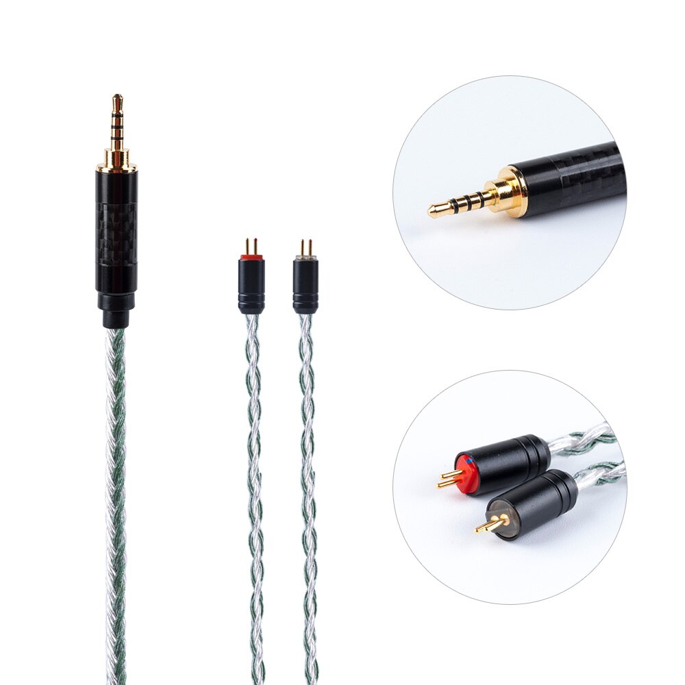 Câble équilibré plaqué argent à 16 noyaux hifivoice 2.5/3.5/4.4MM avec connecteur MMCX/2pin/QDC pour ZS10 Pro AS10 AS16 ZSN C12 BL-03: 2PIN2.5