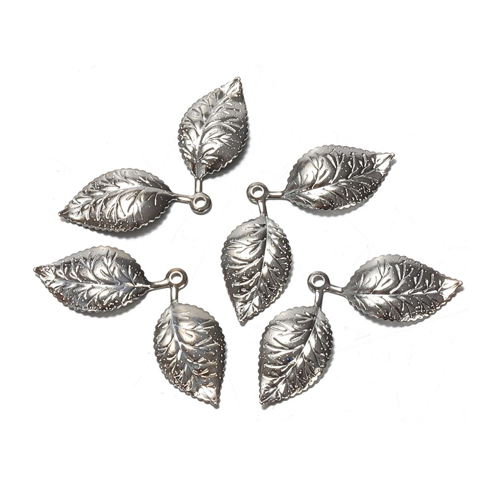 50pcs 13x32mm Leaf Pendant Charms European Style Silver/Gold Color jewelry Findings Supplier for DIY Necklace Bracelet Jewelry: Rhodium