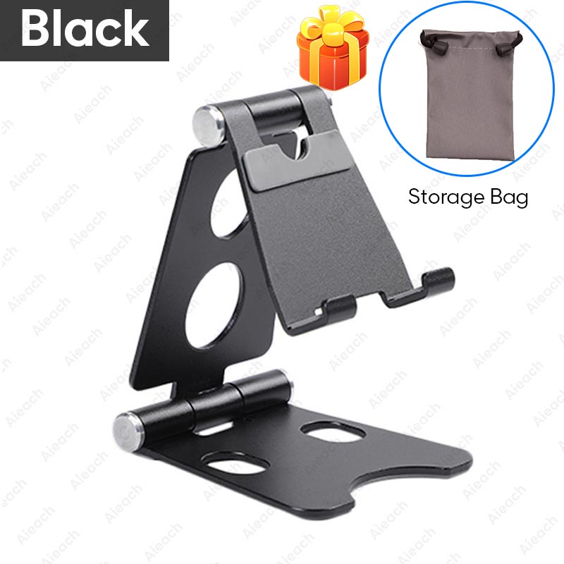 Aieach-Soporte plegable de aluminio ajustable para tableta, Soporte de escritorio para iPad, Samsung, Xiaomi, tableta: Double fold Black