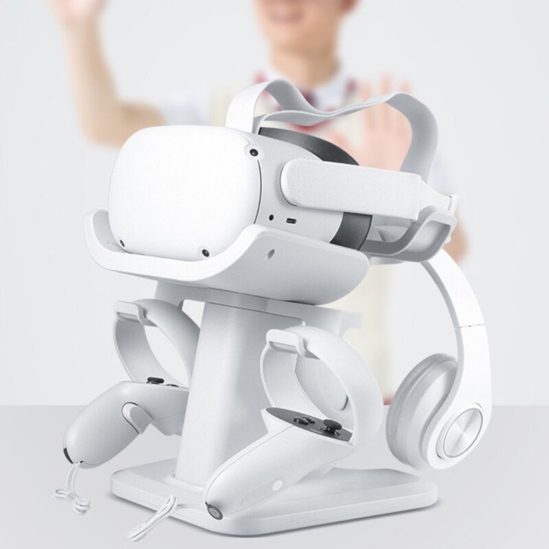 Vr-tischhalterung mit hakenständer, kompatibel mit oculus quest 2 headset, hochwertige verarbeitung, halterung für controller und station