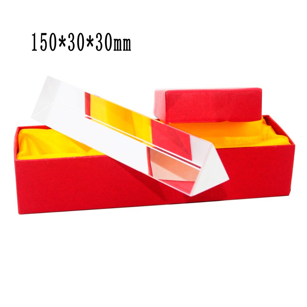 (15*3cm) Rainbow Optical Glass Reflecting Triangular Prism Physics Teaching Light Spectrum color Triple Prism with Box