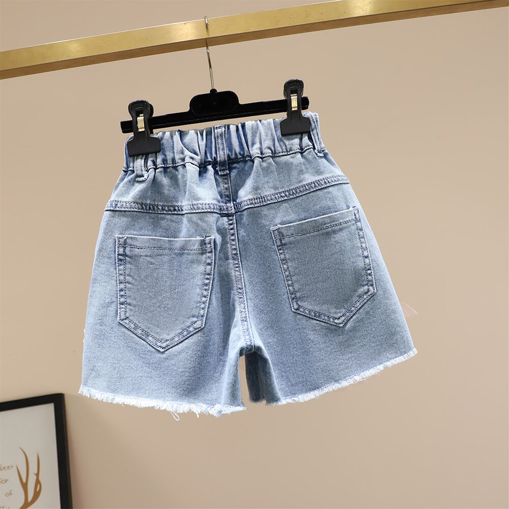 Zomer Kids Korte Denim Shorts Voor Meisjes Mode Meisje Jeans Zwaan Patroon Kinderen Broek Meisjes Shorts Meisjes Broek