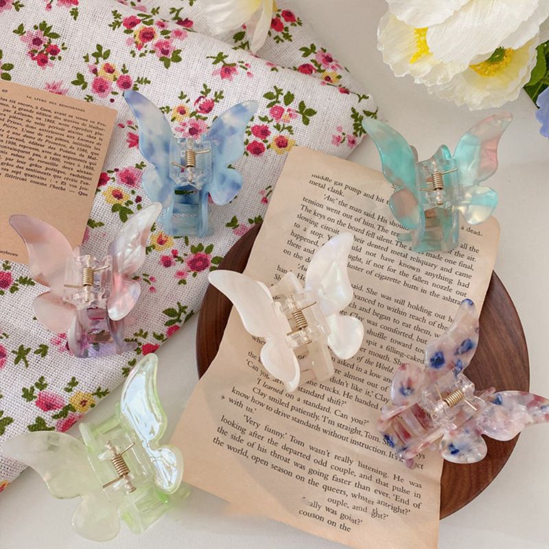 Acetaat Hars Haar Klauw Vlinder Haarspeld Clip Vrouwen Meisjes Zoete Fee Gradiënt Tie-Dye Haar Klauw Styling Gereedschap Barrette