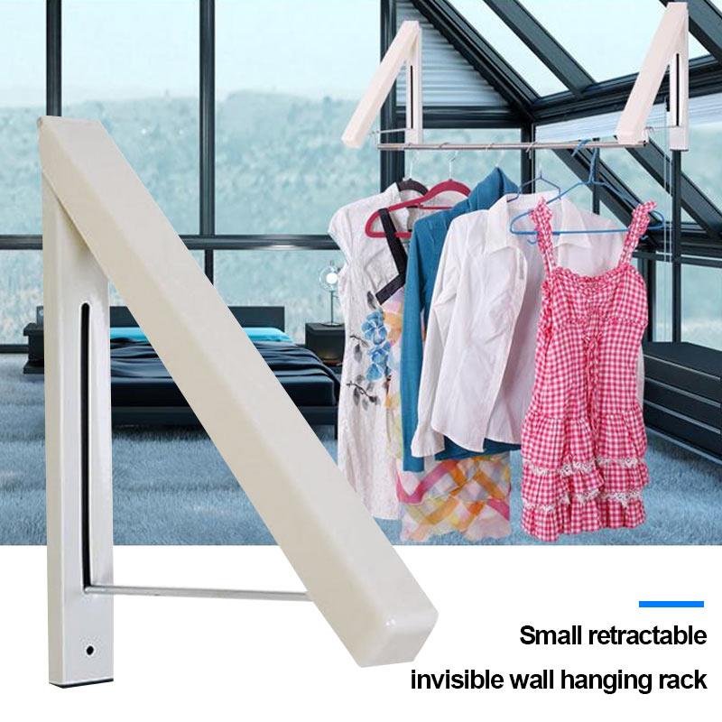 Creamy White Retractable Clothes Rack Multifunctional Practical Clothes Hanger Coat Hanger Hat Shelf Bedroom Waterproof