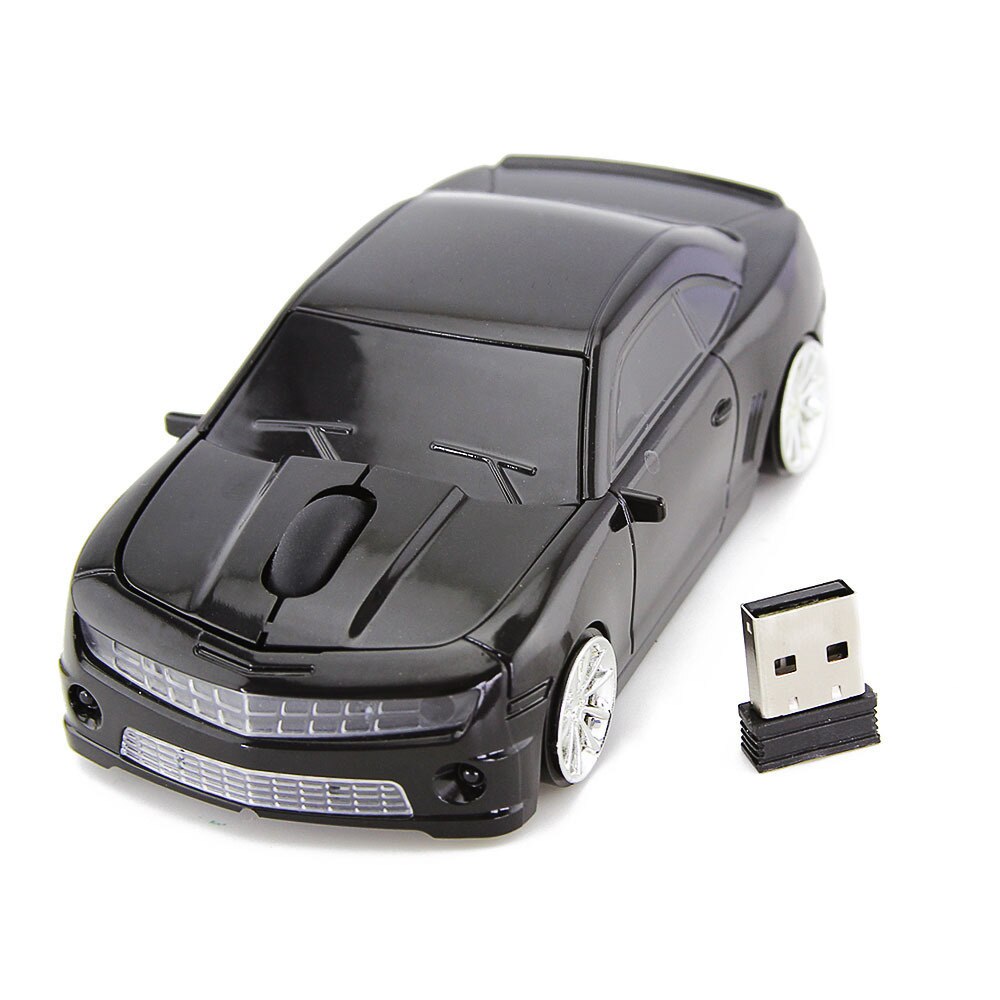 CHYI-ratón de ordenador inalámbrico para niños, Mini Mouse óptico 3D con receptor USB, 1600 DPI, Cool Sport Car: Only Black Mouse